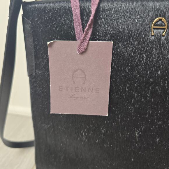 Etienne Aigner Cow Hyde and Leather Purse Black NWT  Retails $1200 - Picture 10 of 11